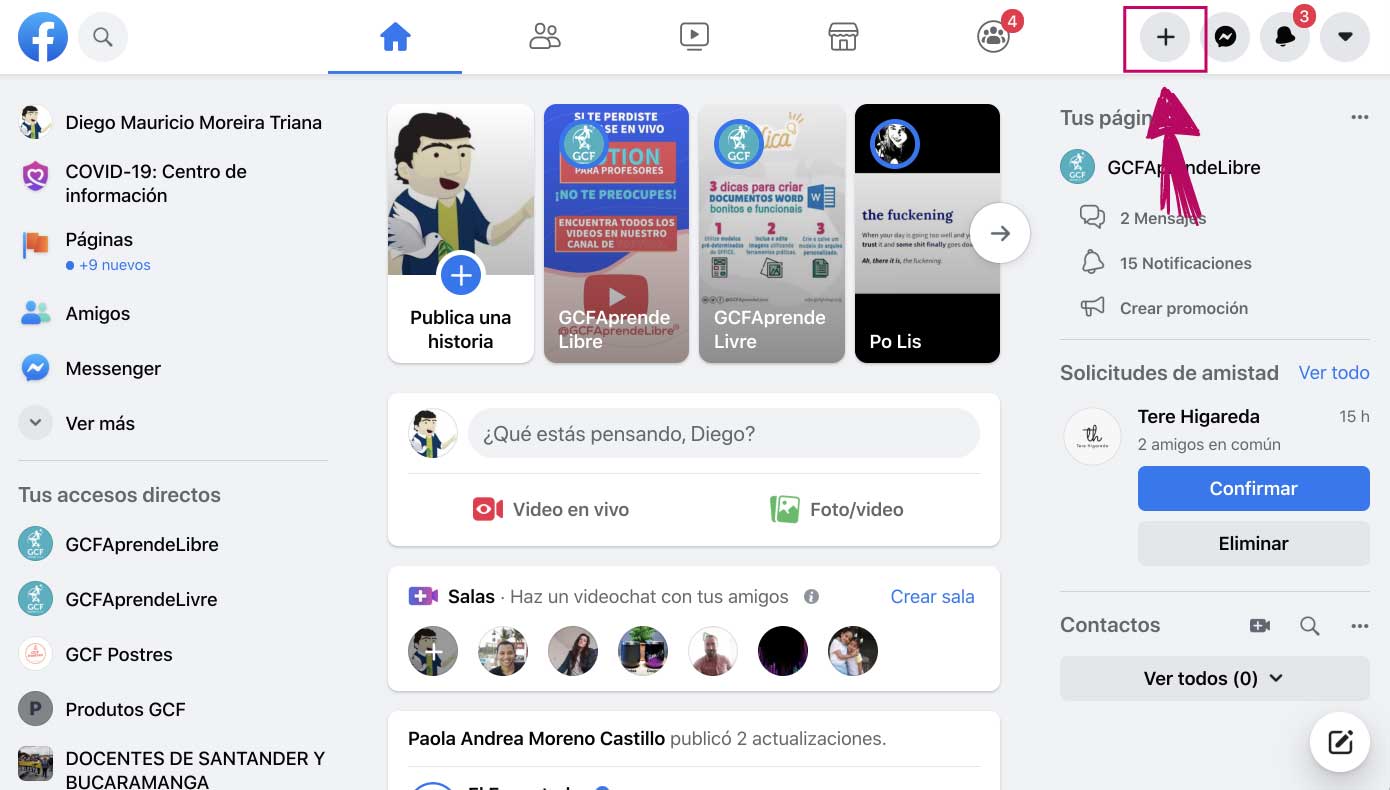 Cómo crear una página en  Facebook